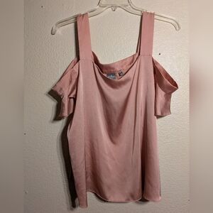 Soho Blush Pink Cold-Shoulder Satin Top
